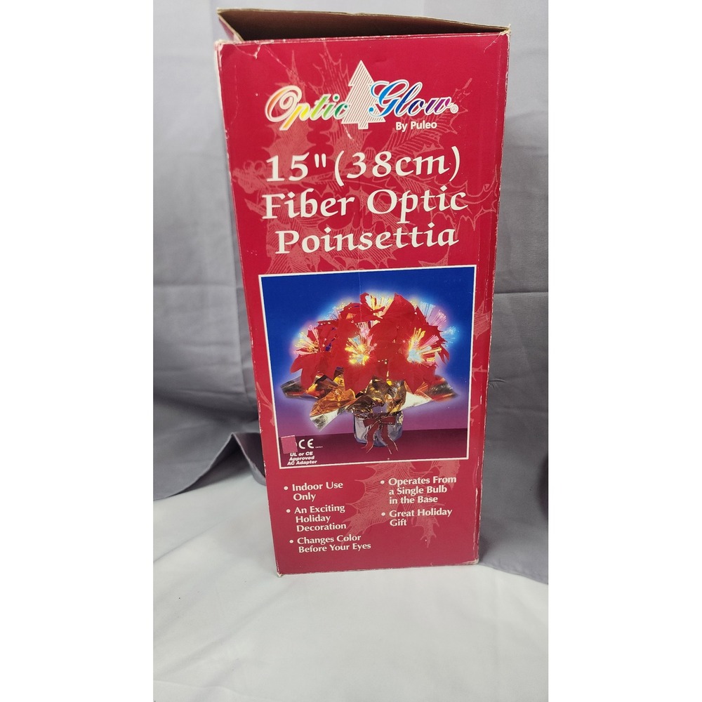 Optic Glow by Puleo 15" Fiber Optic Poinsettia Color Changing Holiday Decor Red